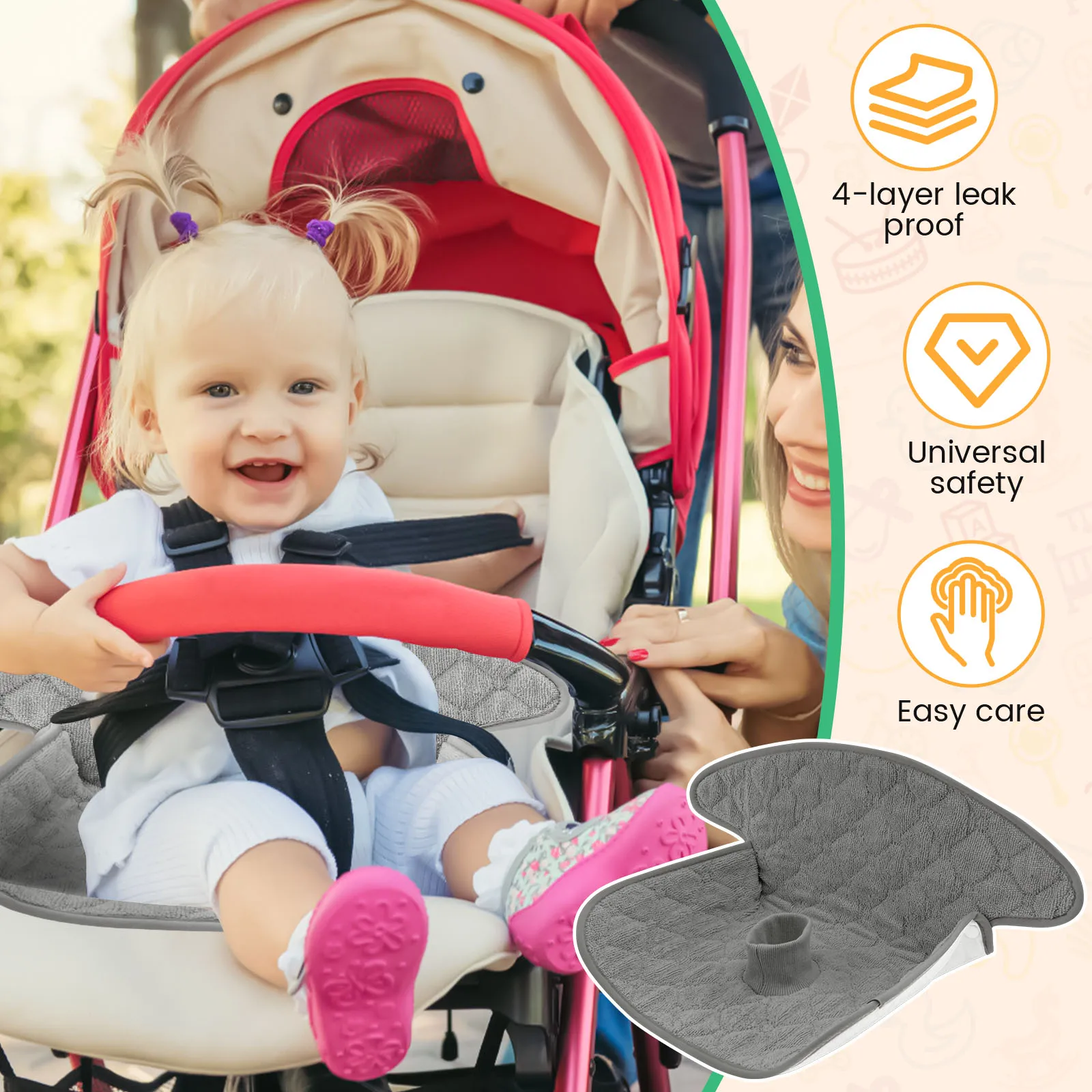 2 Pcs Baby Piddle Pad Polyeste - Infant Car Seat Cover review and price